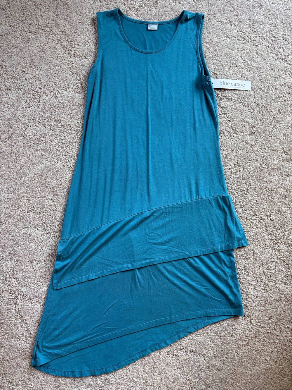 Blue Canoe Blue Sleeveless Cascade Layered Organic Cotton Dress